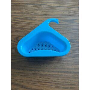 Blue plastic sink strainer for around faucet